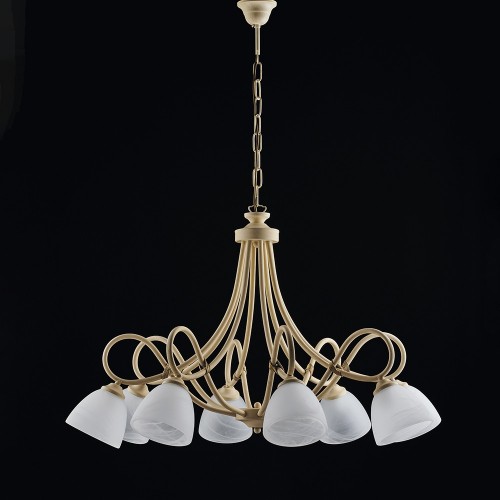 Decape 'ivory wrought iron chandelier with 8 lights bon-318 glass