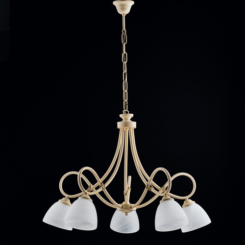 Decape 'ivory wrought iron chandelier with 5 lights bon-319 glass