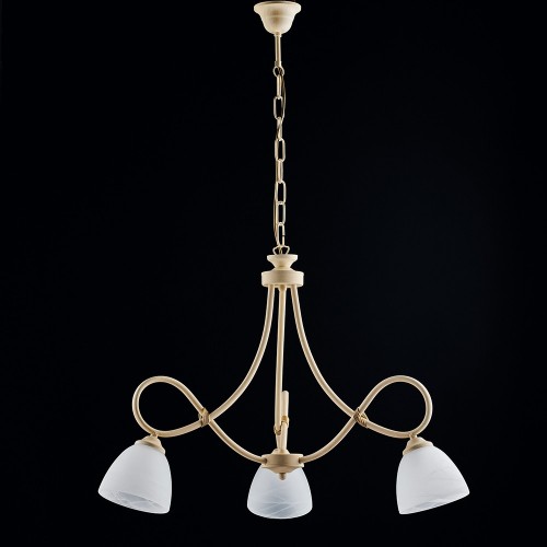 Decape 'ivory wrought iron chandelier with 3 lights bon-320 glass