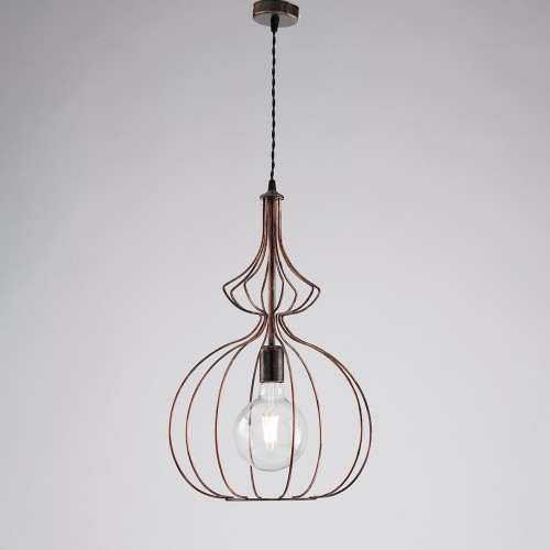 Vintage black and copper pendant chandelier 1 light bon-330