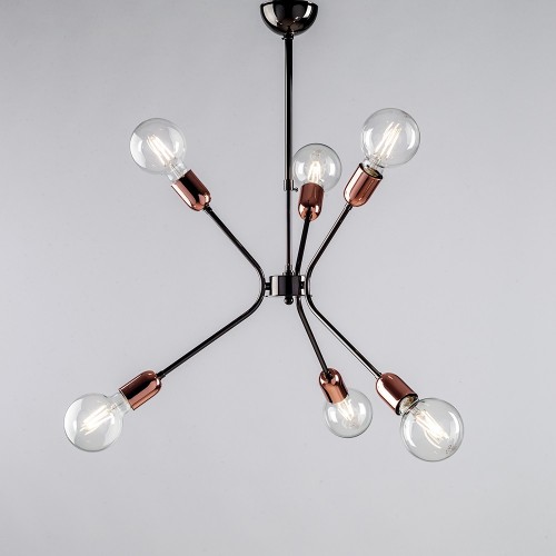 Modern design black chrome chandelier 6 ceiling lights bon-338