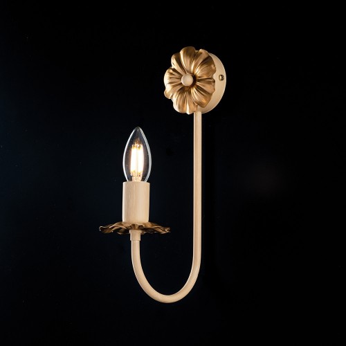 Wall light in antique wrought iron ivory and gold 1 light bon-356