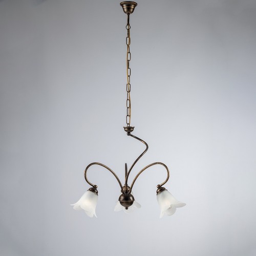 Classic rust and gold wrought iron chandelier 3 lights bon-358