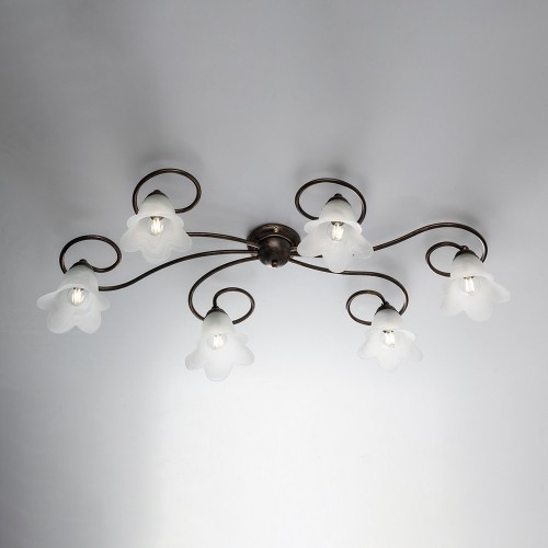 Rust and gold wrought iron ceiling light 6 lights bon-359