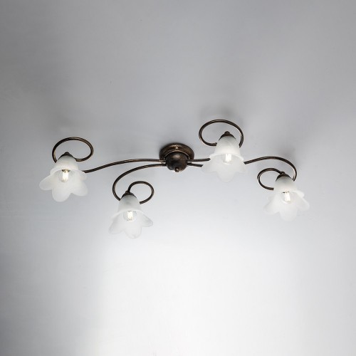 Rust and gold wrought iron ceiling light 4 lights bon-360