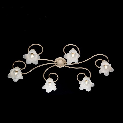 Ceiling lamp in wrought iron ivory and gold 6 lights bon-366