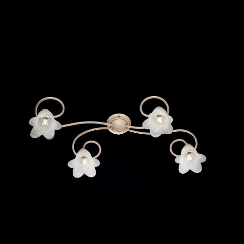 Ceiling lamp in wrought iron ivory and gold 4 lights bon-367