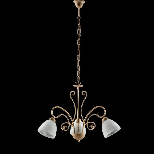 Classic ivory and gold wrought iron chandelier 3 lights bon-372