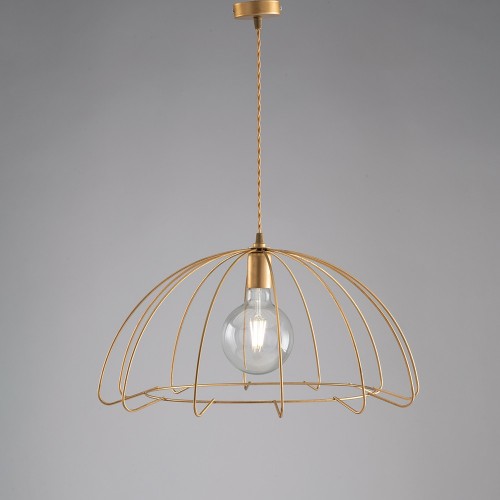 Suspension chandelier in wrought iron gold 1 light bon-377