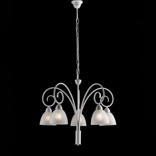 Lampadario in ferro battuto bianco shabby chic 5 luci bon-393