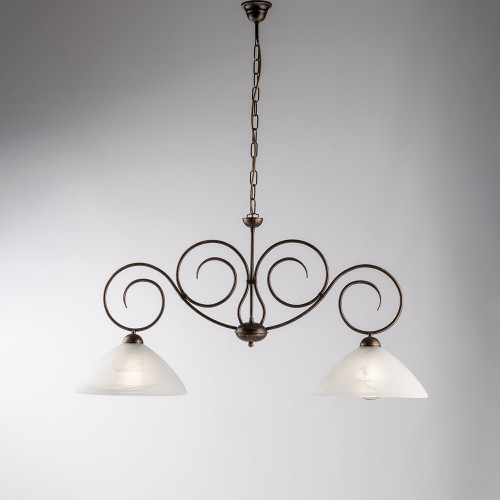 Wrought iron rocker dining room chandelier 2 lights bon-431