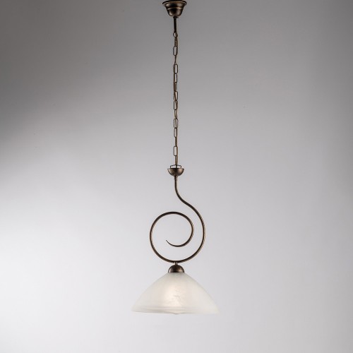 Suspension chandelier in wrought iron 1 light bon-432