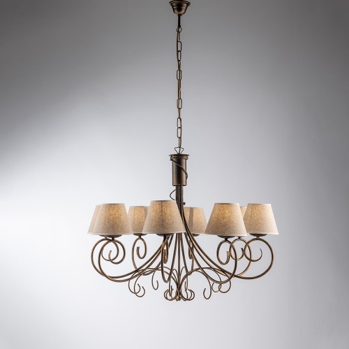 Classic wrought iron chandelier with 8 lights bon-437 lampshades