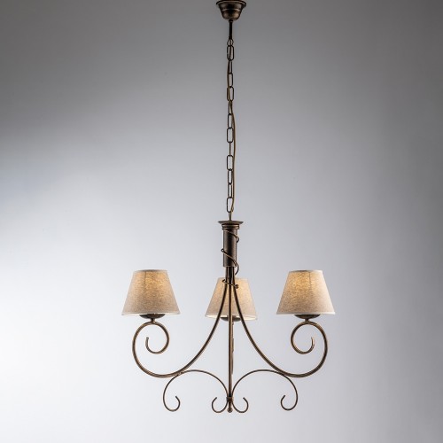 Classic wrought iron chandelier with 3 lights bon-439 lampshades