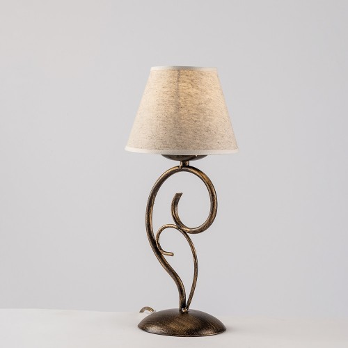 Wrought iron bedside table lamp with bon-440 lampshade