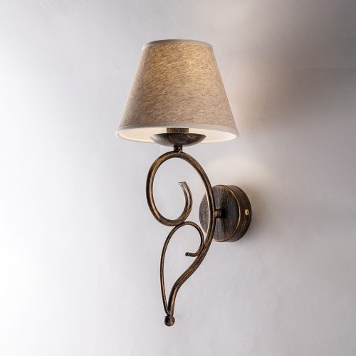 Wrought iron wall light with 1 light bon-441 lampshade