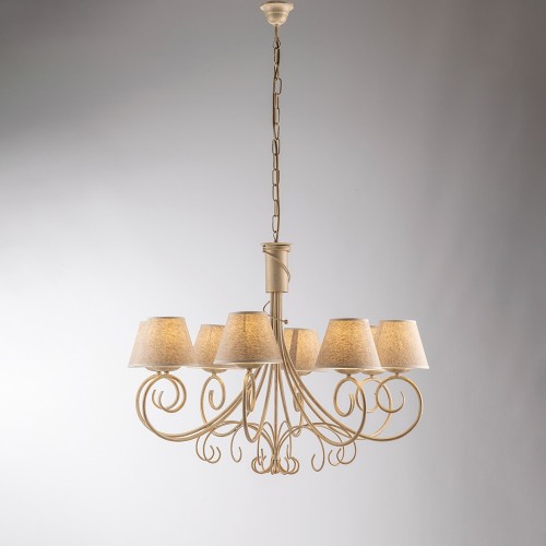 Classic wrought iron chandelier with 8 lights bon-442 lampshades