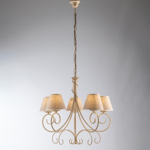 Classic wrought iron chandelier with 5 lights bon-443 lampshades