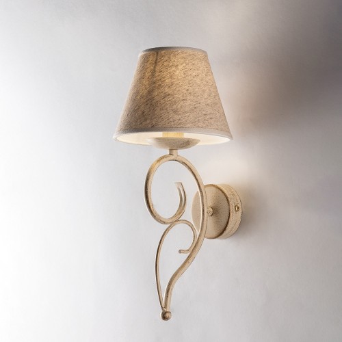 Wrought iron wall light with 1 light bon-446 lampshade