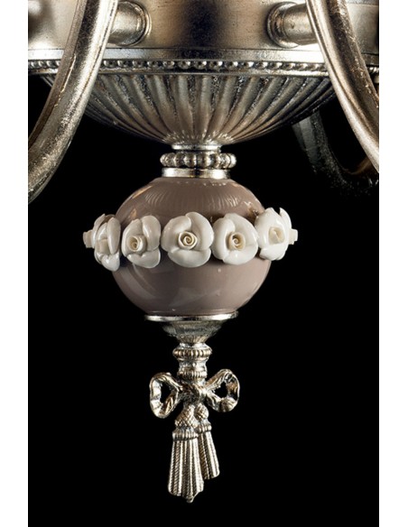 Lampadario in ottone foglia argento classico 8 luci cic-377