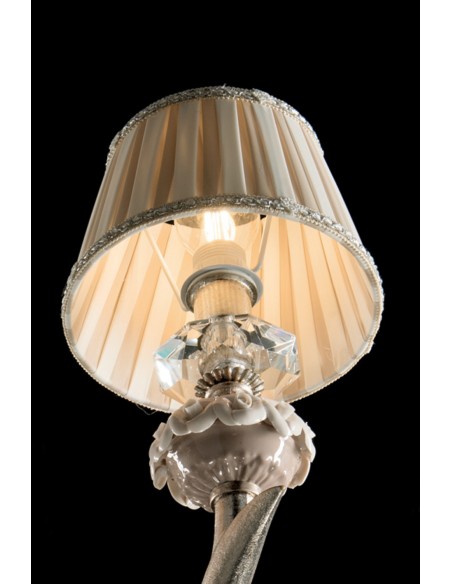 Lampadario in ottone foglia argento classico 8 luci cic-377