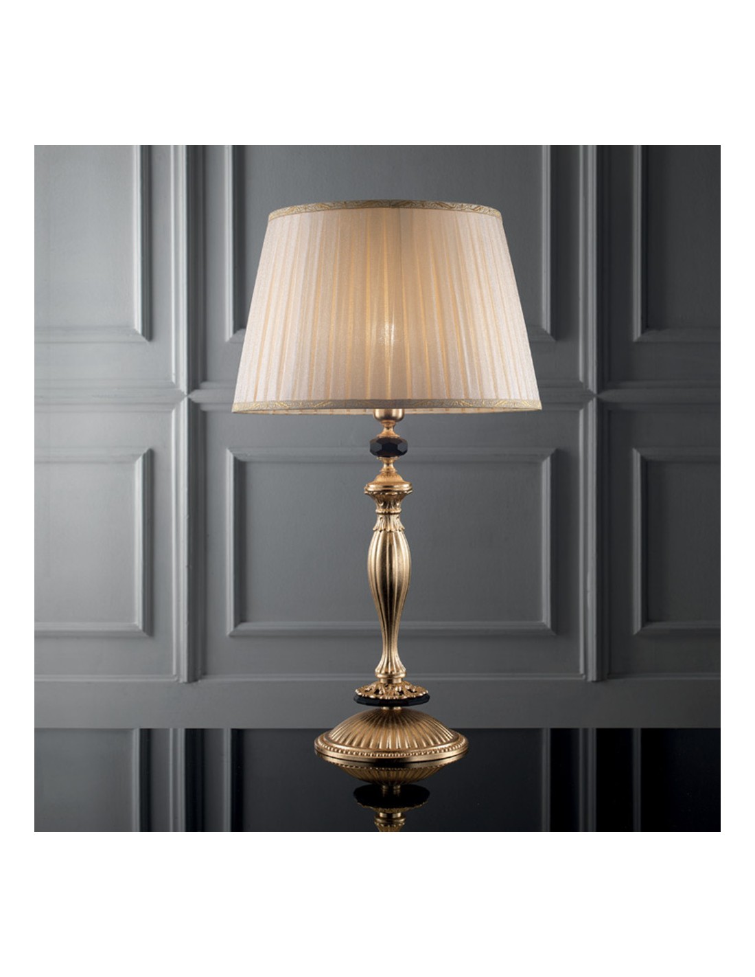 Lampada da tavolo in ottone foglia oro lume classico 1 luce cic-380