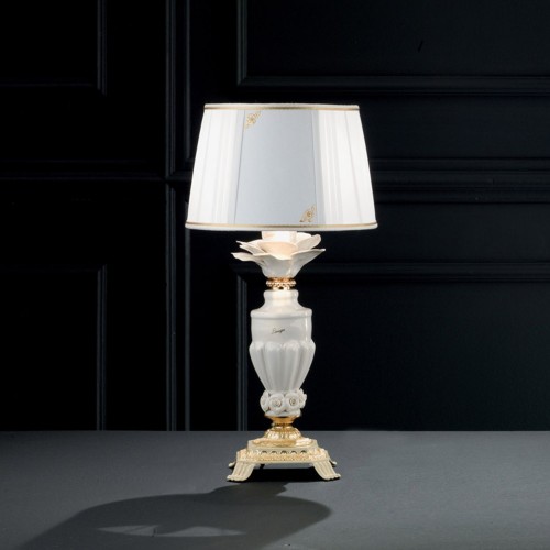 Lampada da comodino in ottone avorio e oro abat jour classico cic-411