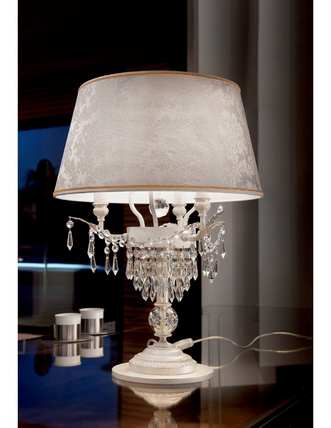 Lampada da tavolo lume design classico avorio e oro MS-186