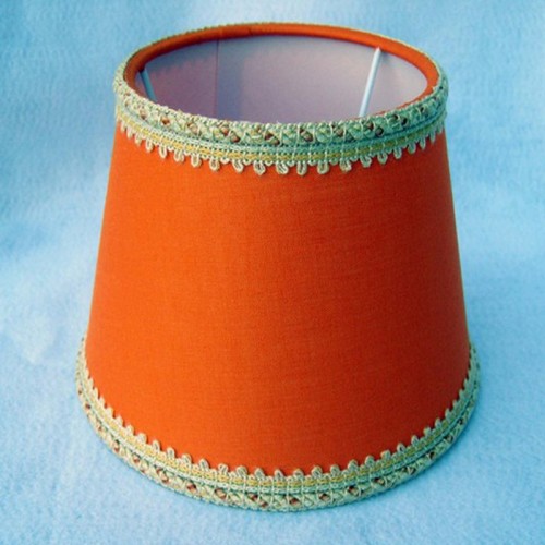 Paralume in tessuto arancione 35 cm cordoncino in merletto per lumi