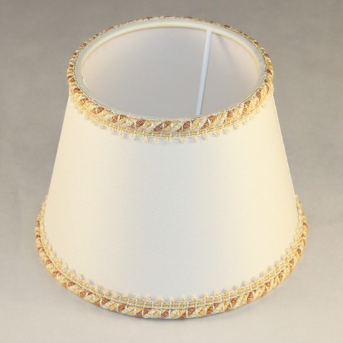 Lampshade in 35 cm white fabric with lace cord