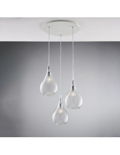 Lampadario a sospensione design moderno in vetro 3 luci bon-594