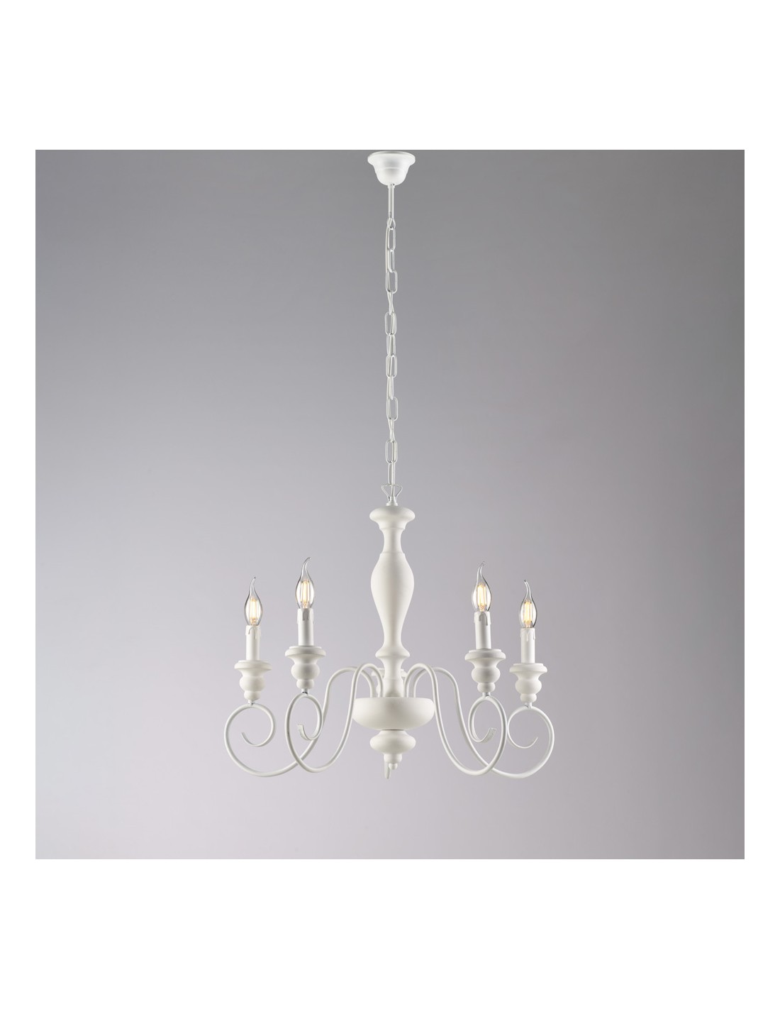 Lampada da tavolo lume grande in legno bianco shabby chic bon-478