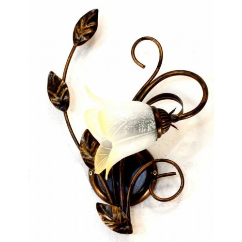 Wrought iron wall sconce with marta-SX amber glass