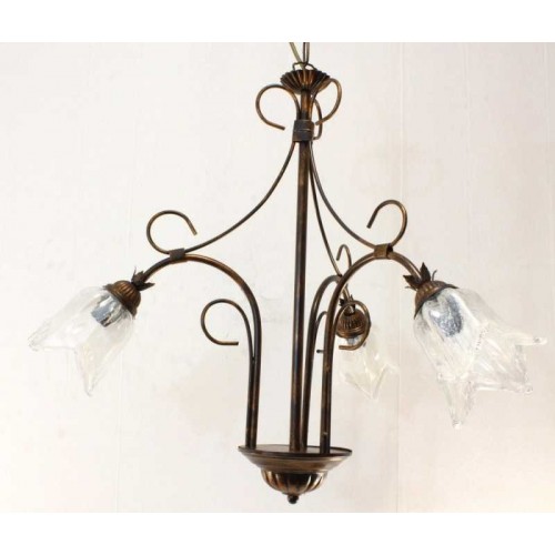 Wrought iron chandelier with Murano glass alice-3L