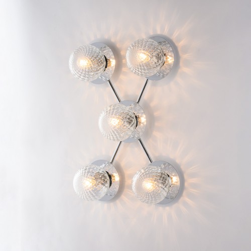 Lampada moderna a soffitto plafoniera - metallo cromato - sfere di vetro
