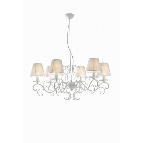 Modern embossed white chandelier with lampshades F-147