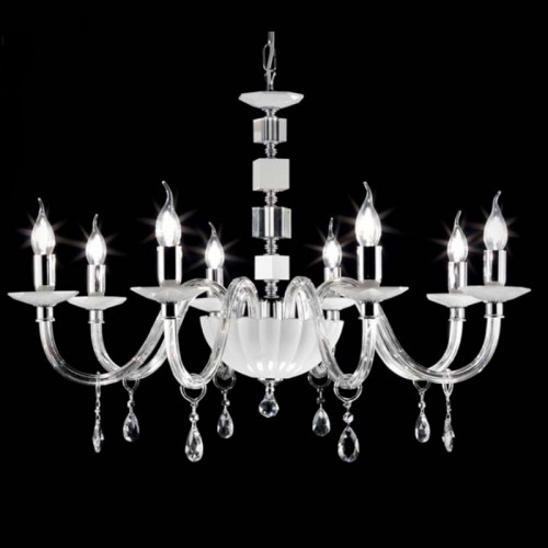 Modern chandelier in milky white crystal glass CIC-84