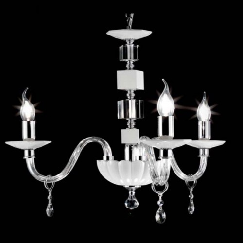 Modern chandelier in milky white crystal glass CIC-86