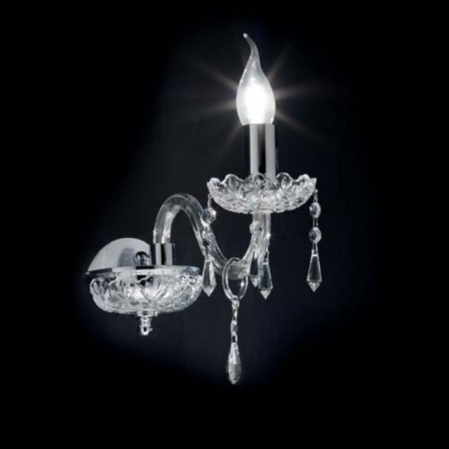 Wall lamp in transparent crystal 1 light cic-dallas-chrome-ap1 CIC-45