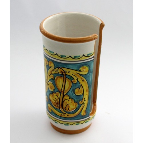 Large cup holder in hand-decorated ceramic Gianluca art 17