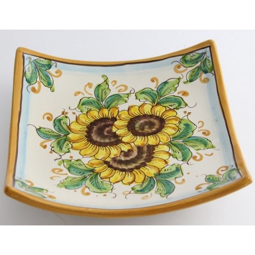 Hand-decorated ceramic tray with Girasole art 26