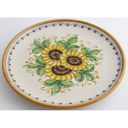 Large hand-decorated ceramic plate Girasole art 12