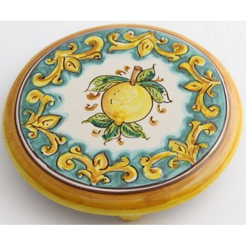 Under pot in hand-decorated ceramic Lemons art 19