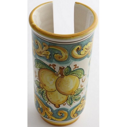 Portabicchieri grande in ceramica decorata a mano Limoni Art 17