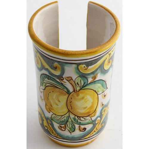 Small hand-decorated ceramic cup holder Limoni Art 18