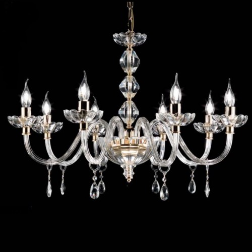 Chandelier in transparent crystal and gold finishes CIC-57