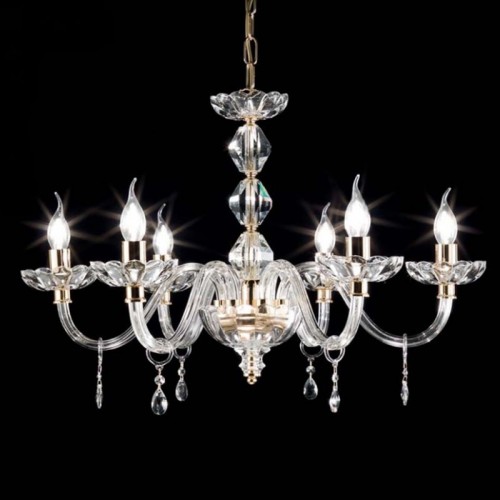 Chandelier in transparent crystal and gold finishes CIC-58