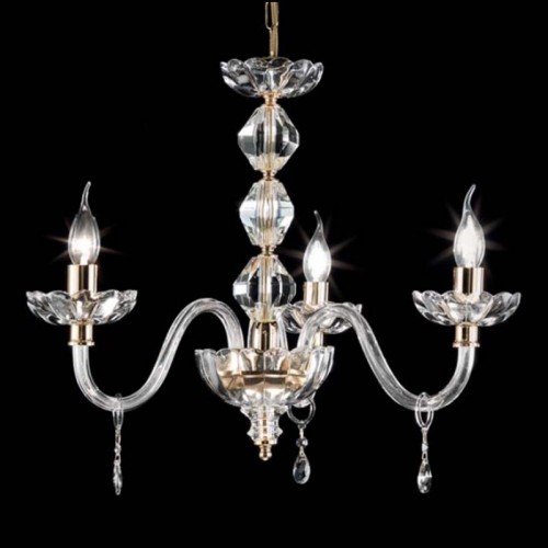 Chandelier in transparent crystal and gold finishes CIC-59