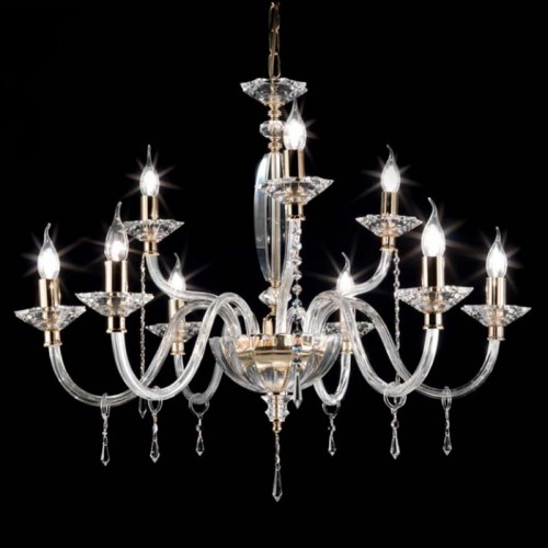 Chandelier in transparent crystal and gold finishes  CIC-62