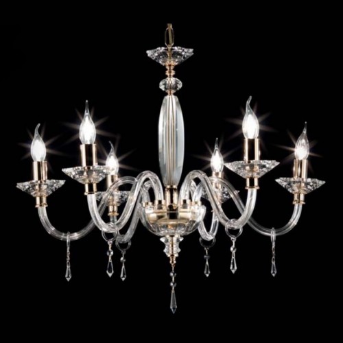 Chandelier in transparent crystal with gold finishes CIC-63 